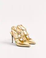 Valentino Rockstud Décolleté In Laminated Nappa With Cabochon And Crystals 100Mm - Image 6